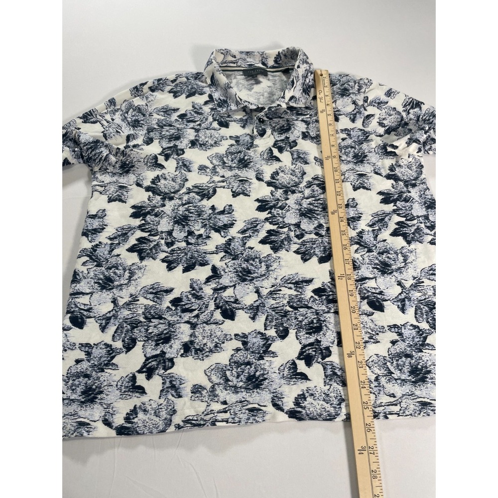 Ted Baker Polo Shirt Mens Size 5 Small Floral Print Short Sleeve Casual - Picture 7 of 10